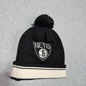 Brooklyn Nets Cuffed Stocking Cap w/Pom Beanie NBA Knit by Mitchell & Ness